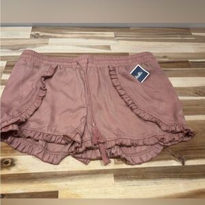 Vanilla Star High Waist Ruffle Shorts in Dusty Rose